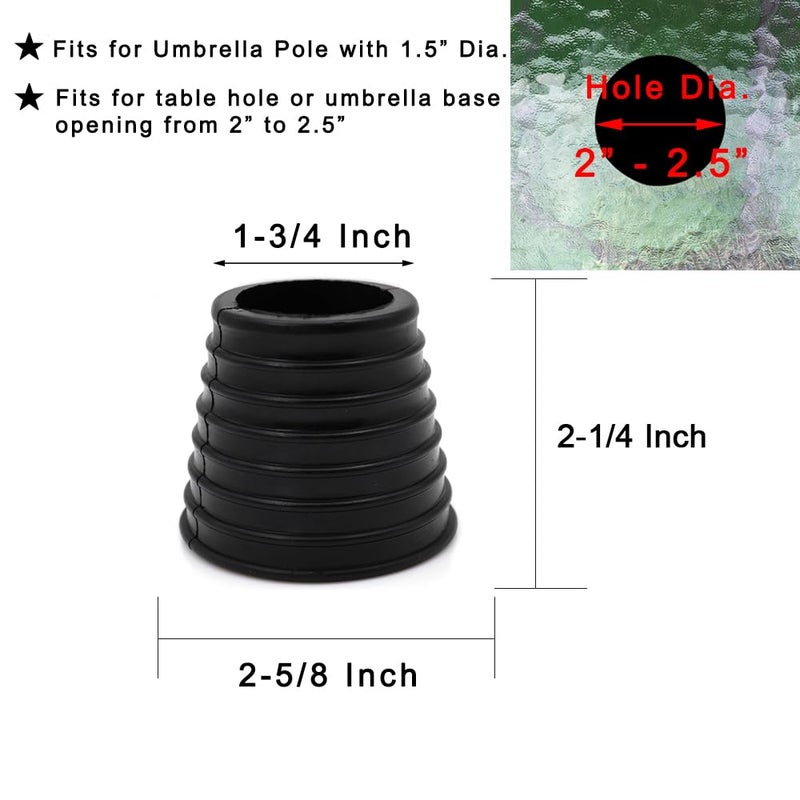 DGQ Patio Umbrella Cone Umbrella Wedge Plug for Patio Table Hole Opening 2-2.5 Inch (Black) - Image 2
